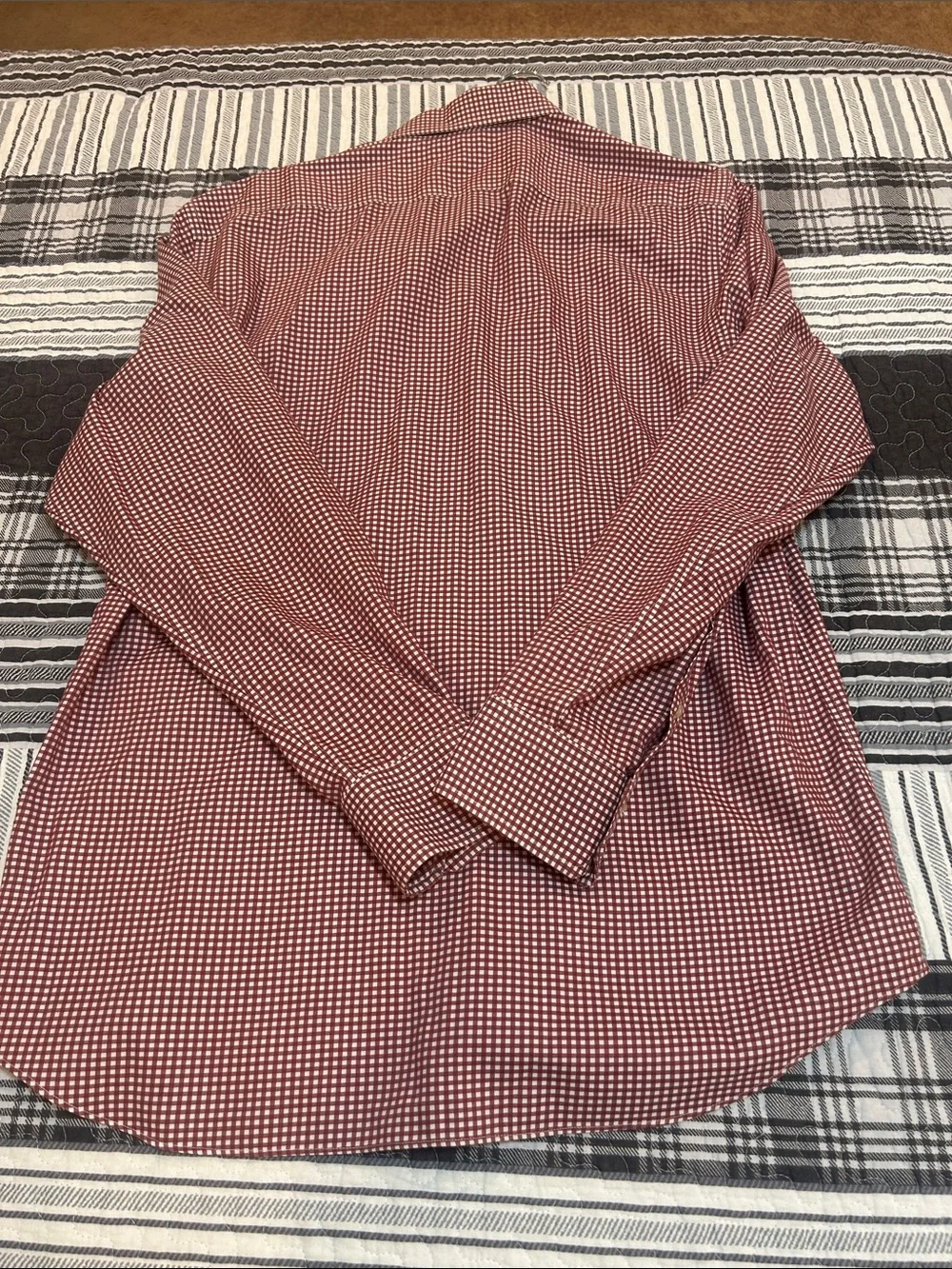 Banana Republic Red and White Check Button-Down Shirt